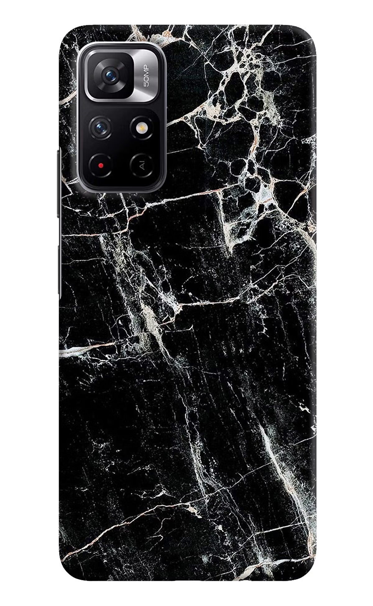 Black Marble Texture Redmi Note 11T 5G Hard Case Back Cover by Casekaro