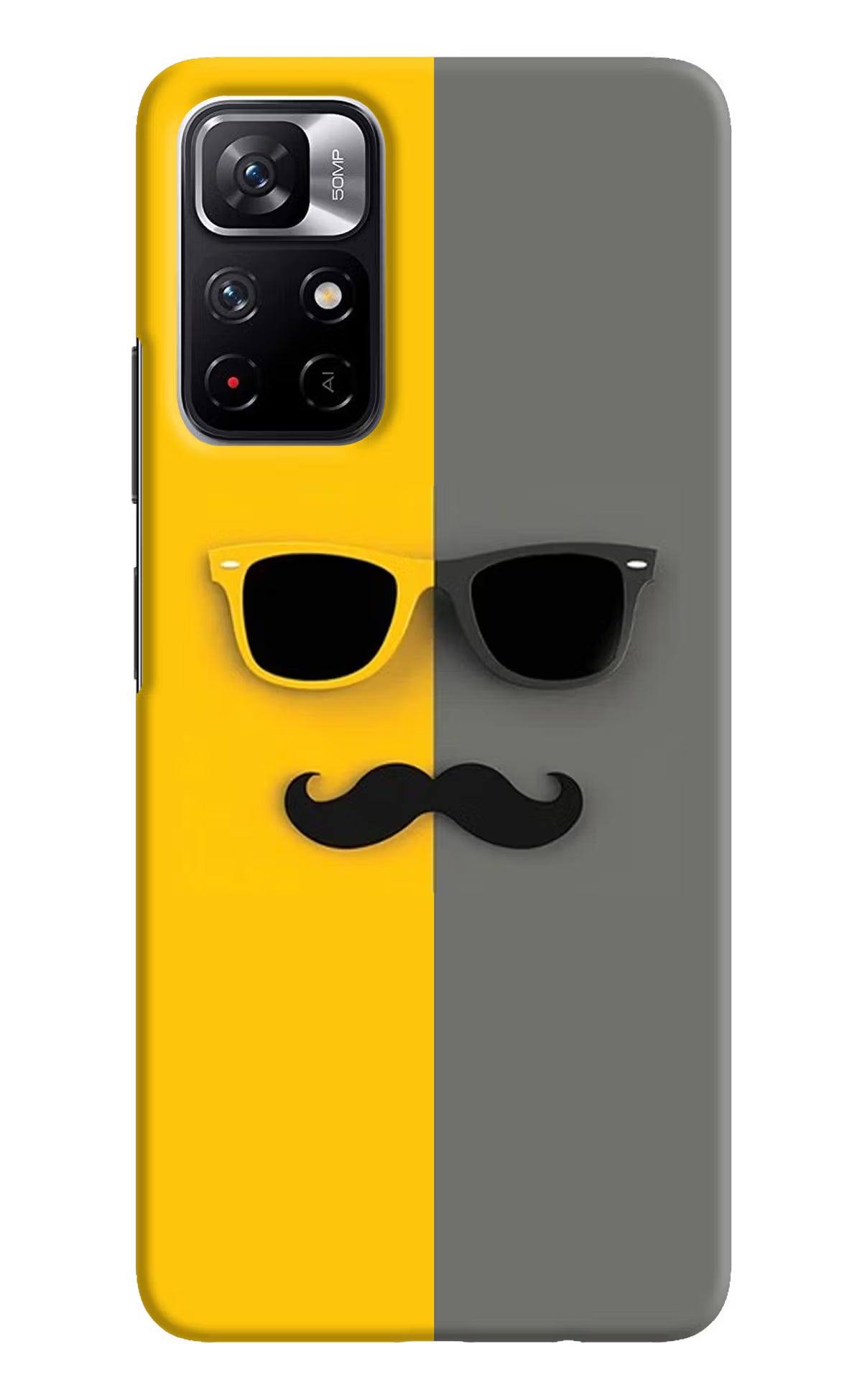 Sunglasses with Mustache Redmi Note 11T 5G Hard Case Back Cover by Casekaro