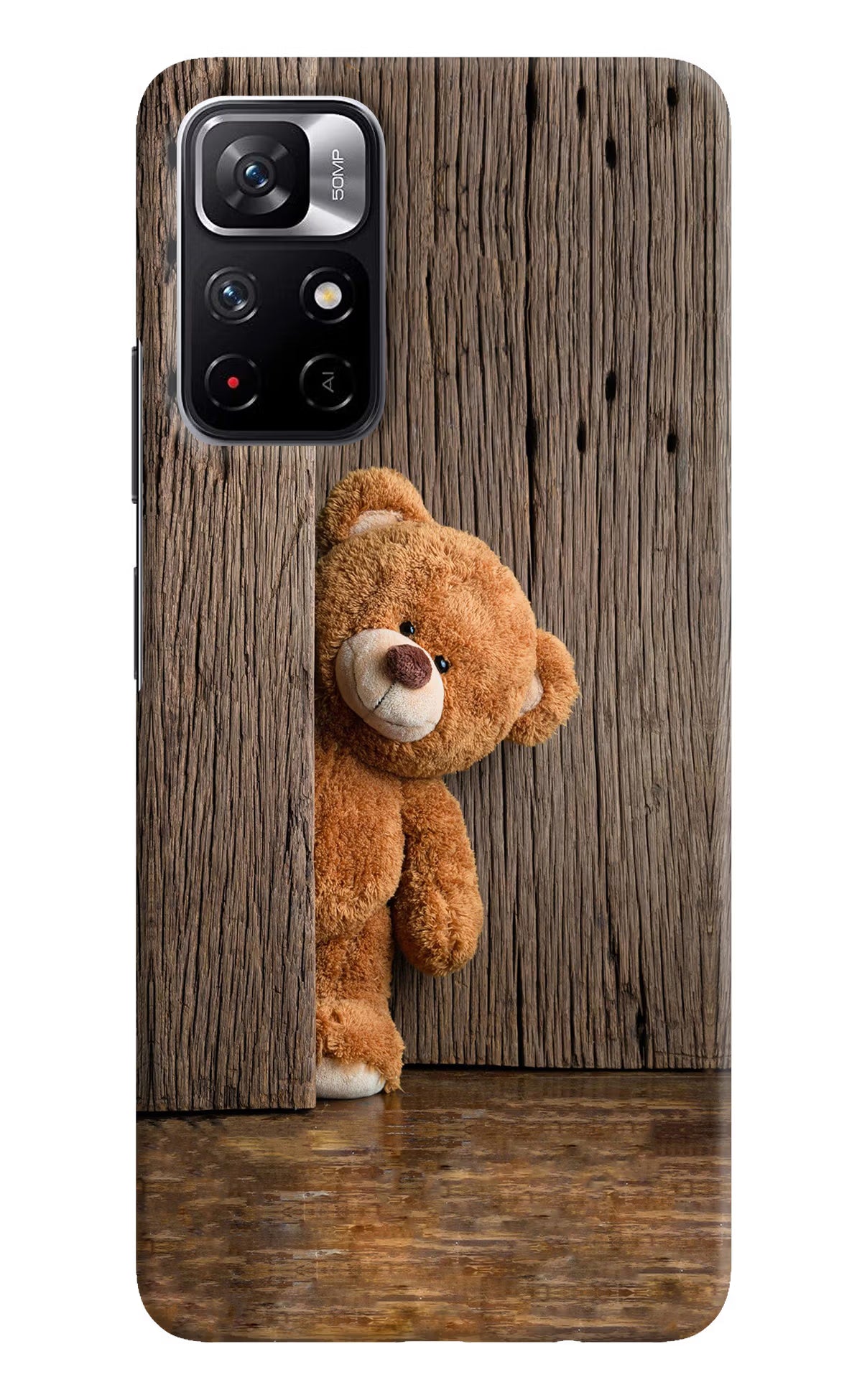Teddy Wooden Redmi Note 11T 5G Hard Case Back Cover by Casekaro