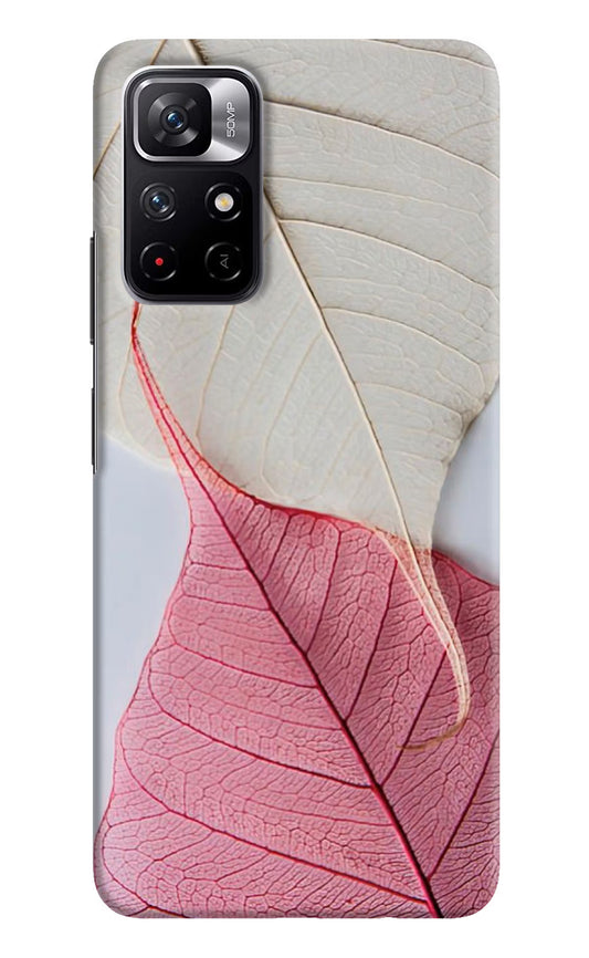 White Pink Leaf Redmi Note 11T 5G Hard Case Back Cover by Casekaro