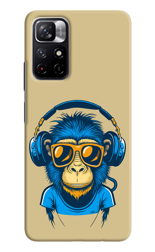 Monkey Headphone Redmi Note 11T 5G Hard Case Back Cover by Casekaro