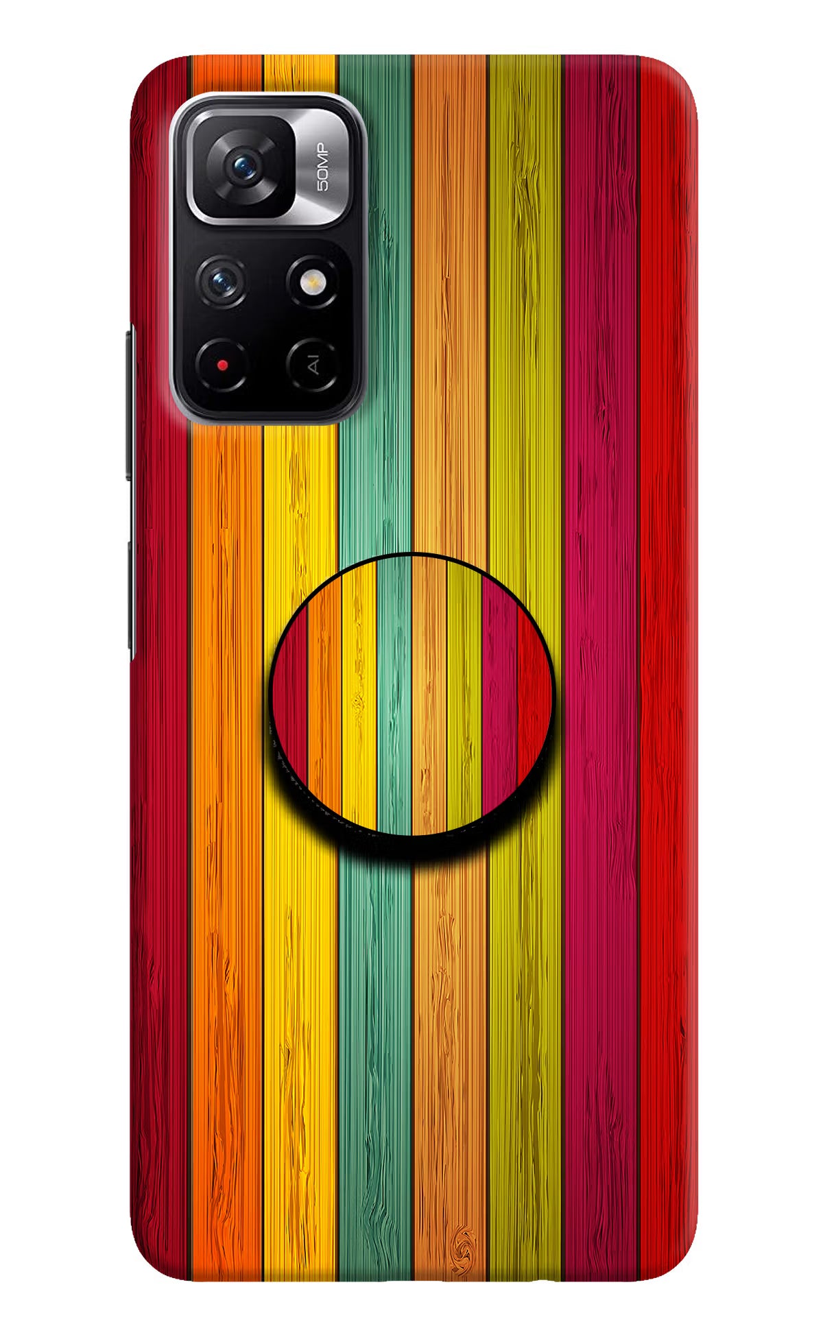 Multicolor Wooden Redmi Note 11T 5G Pop Case by Casekaro