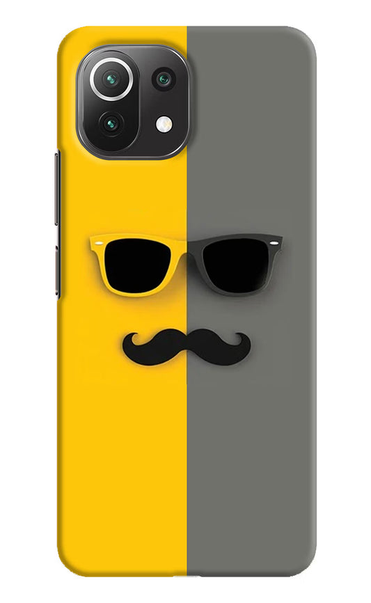 Sunglasses with Mustache Mi 11 Lite NE 5G Hard Case Back Cover by Casekaro