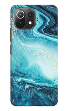 Blue Glitter Marble Mi 11 Lite NE 5G Hard Case Back Cover by Casekaro