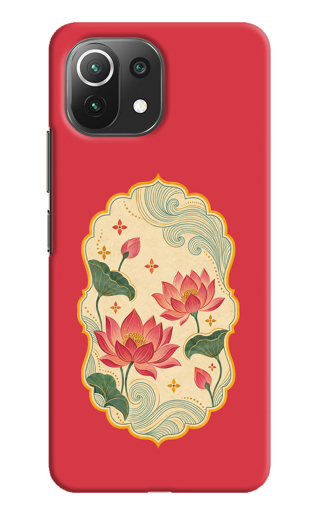 Pink Lotus Mi 11 Lite NE 5G Hard Case Back Cover by Casekaro