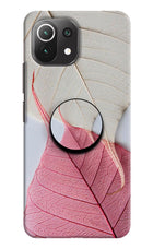 White Pink Leaf Mi 11 Lite NE 5G Pop Case by Casekaro