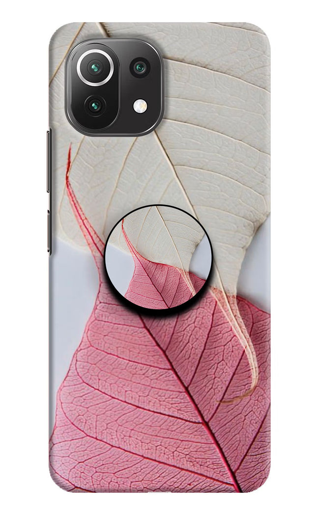White Pink Leaf Mi 11 Lite NE 5G Pop Case by Casekaro
