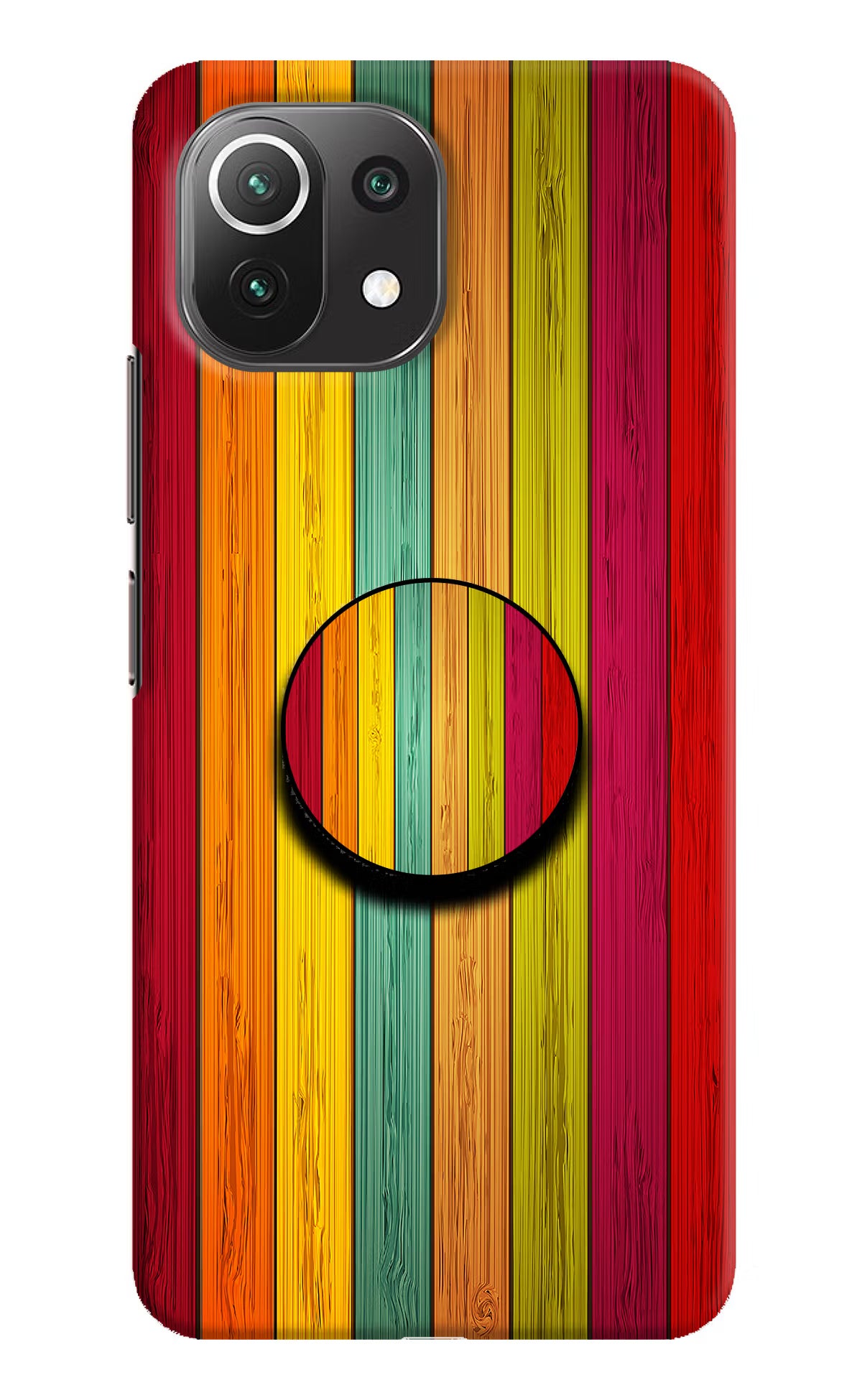 Multicolor Wooden Mi 11 Lite NE 5G Pop Case by Casekaro