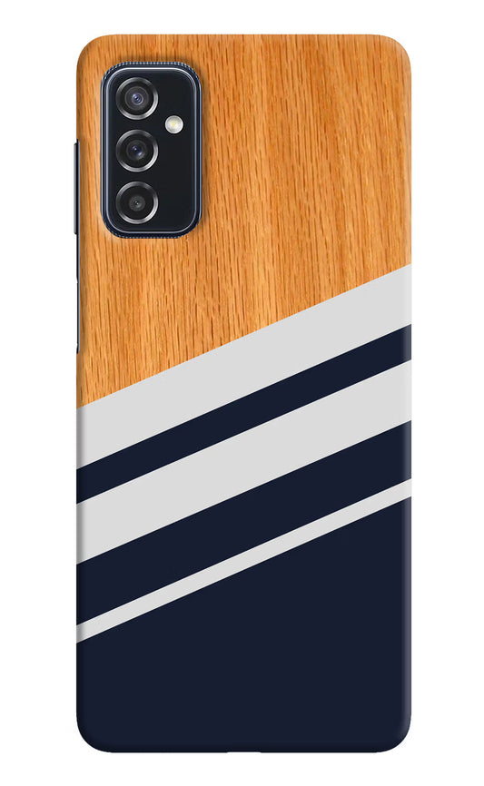 Blue and white wooden Samsung M52 5G Hard Case Back Cover by Casekaro