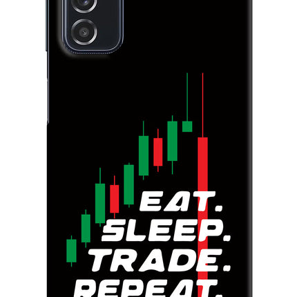 Eat Sleep Trade Repeat Samsung M52 5G Hard Case Back Cover by Casekaro