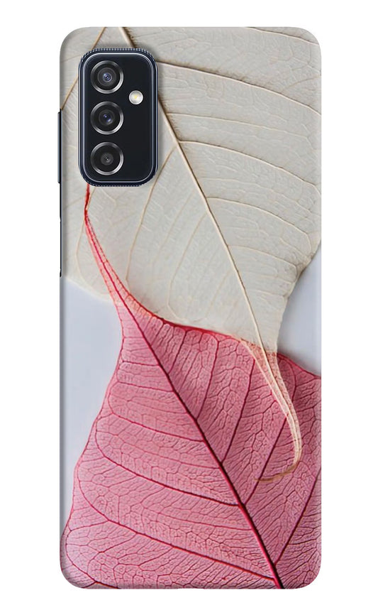 White Pink Leaf Samsung M52 5G Hard Case Back Cover by Casekaro