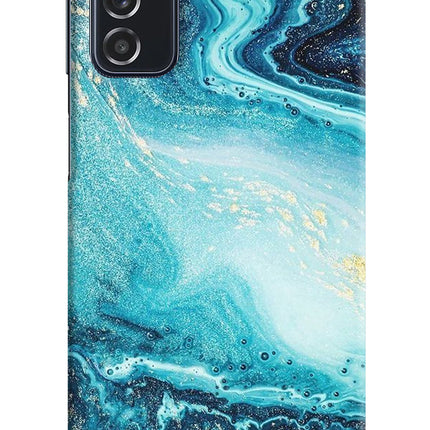 Blue Glitter Marble Samsung M52 5G Hard Case Back Cover by Casekaro