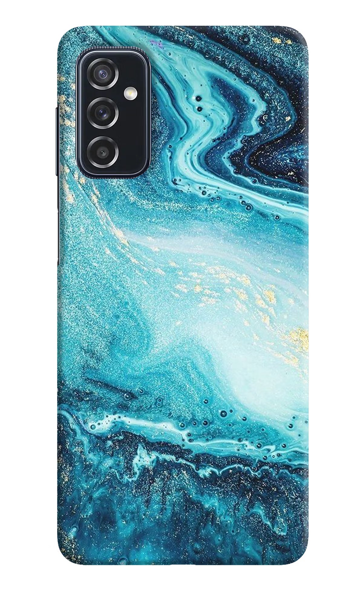 Blue Glitter Marble Samsung M52 5G Hard Case Back Cover by Casekaro