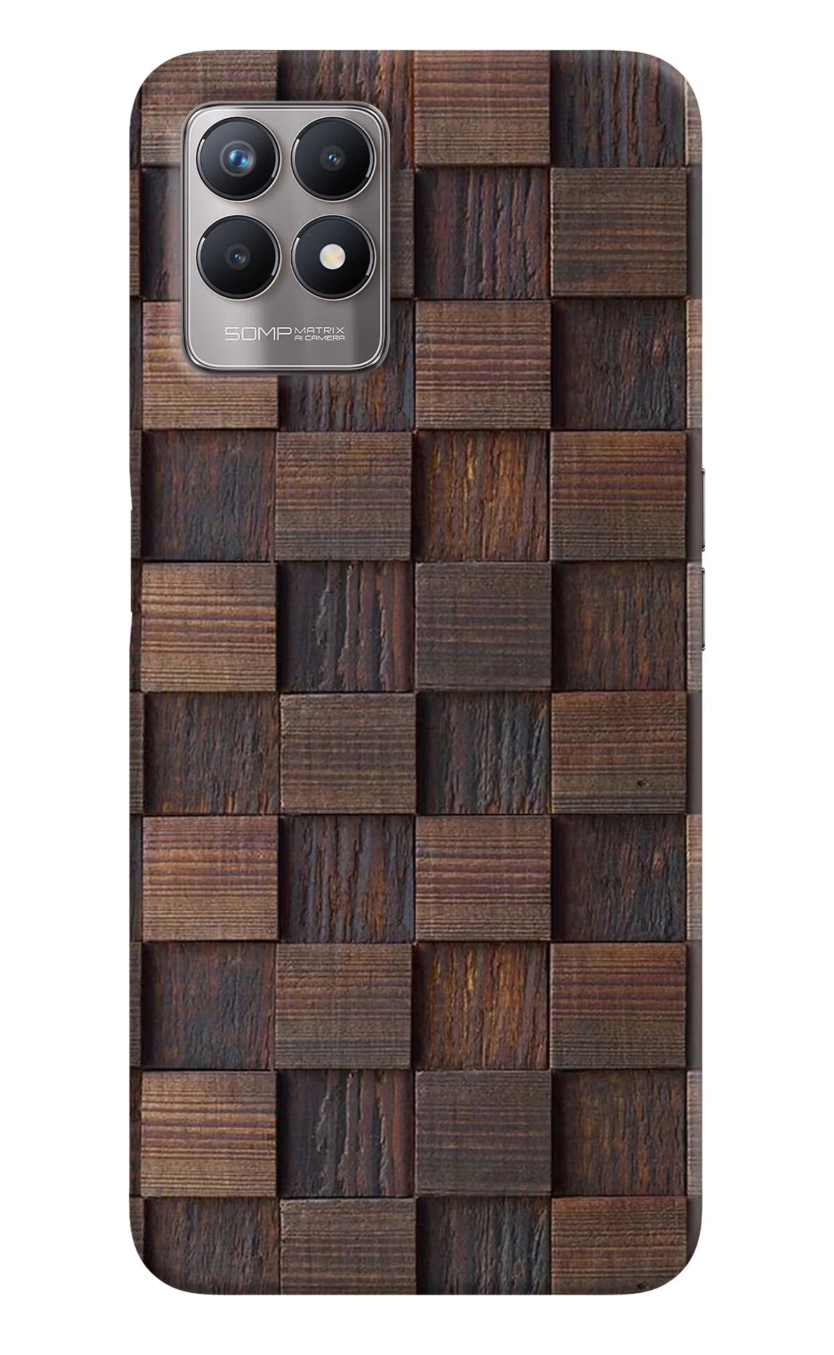 Wooden Cube Design Realme 8i Back Cover