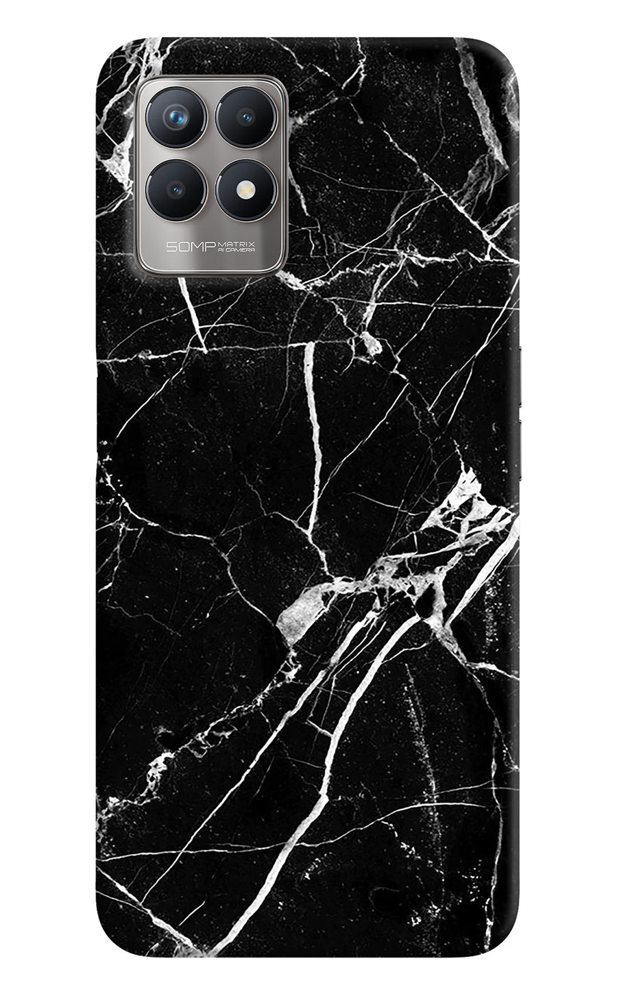 Black Marble Pattern Realme 8i Back Cover, Hard case