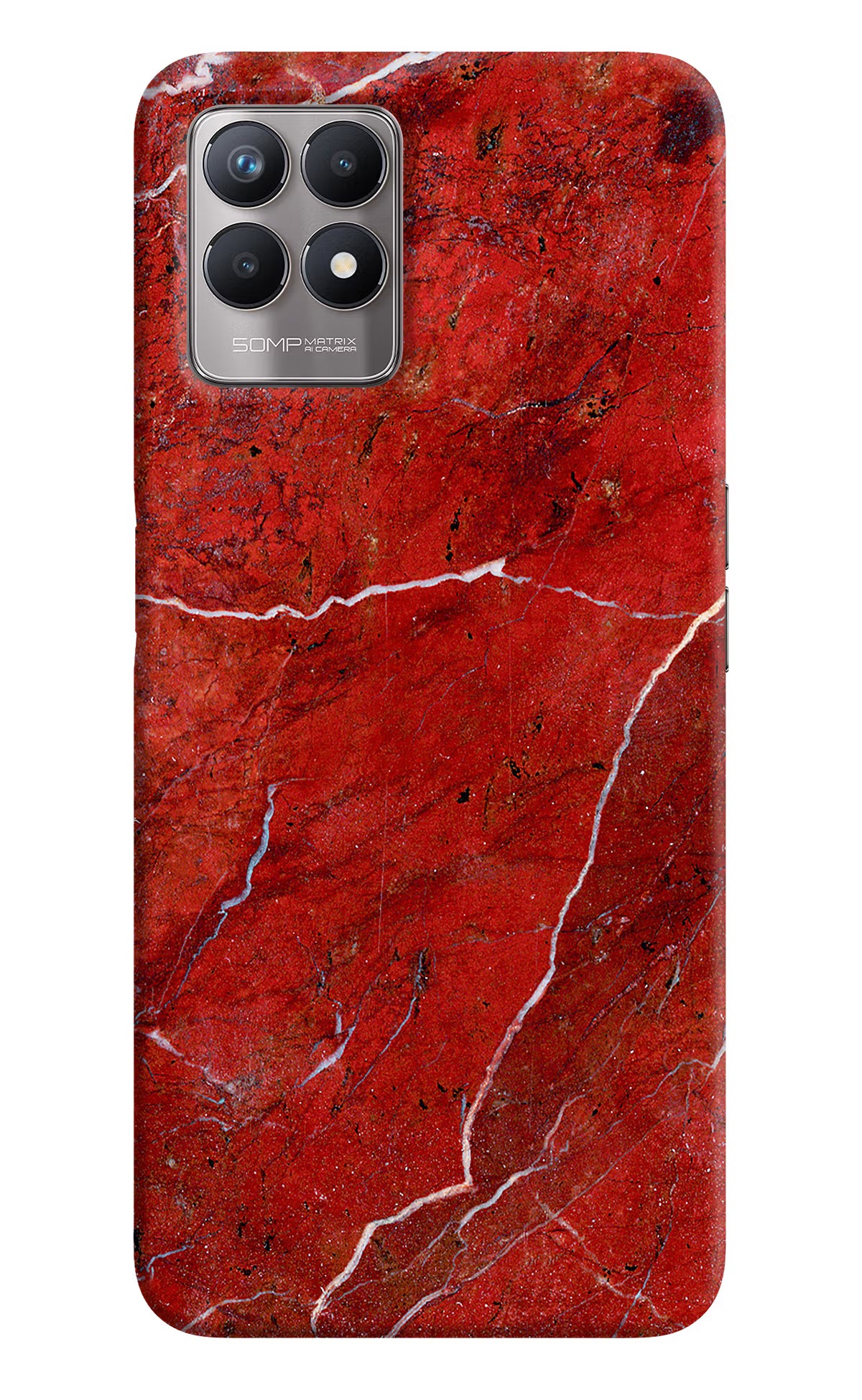 Red Marble Design Realme 8i Back Cover