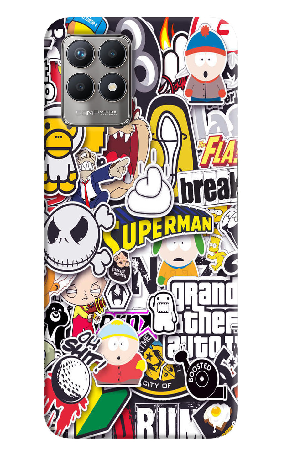 Sticker Bomb Realme 8i Back Cover, Hard case