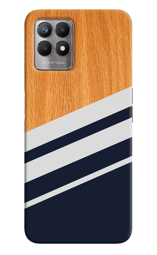 Blue and white wooden Realme 8i Back Cover