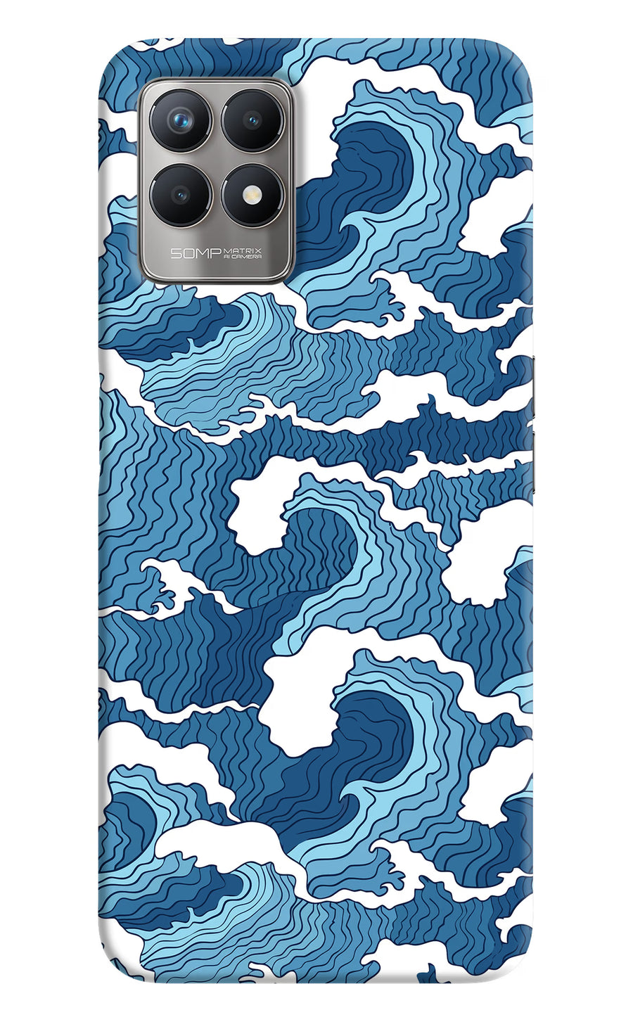 Blue Waves Realme 8i Back Cover, Hard case