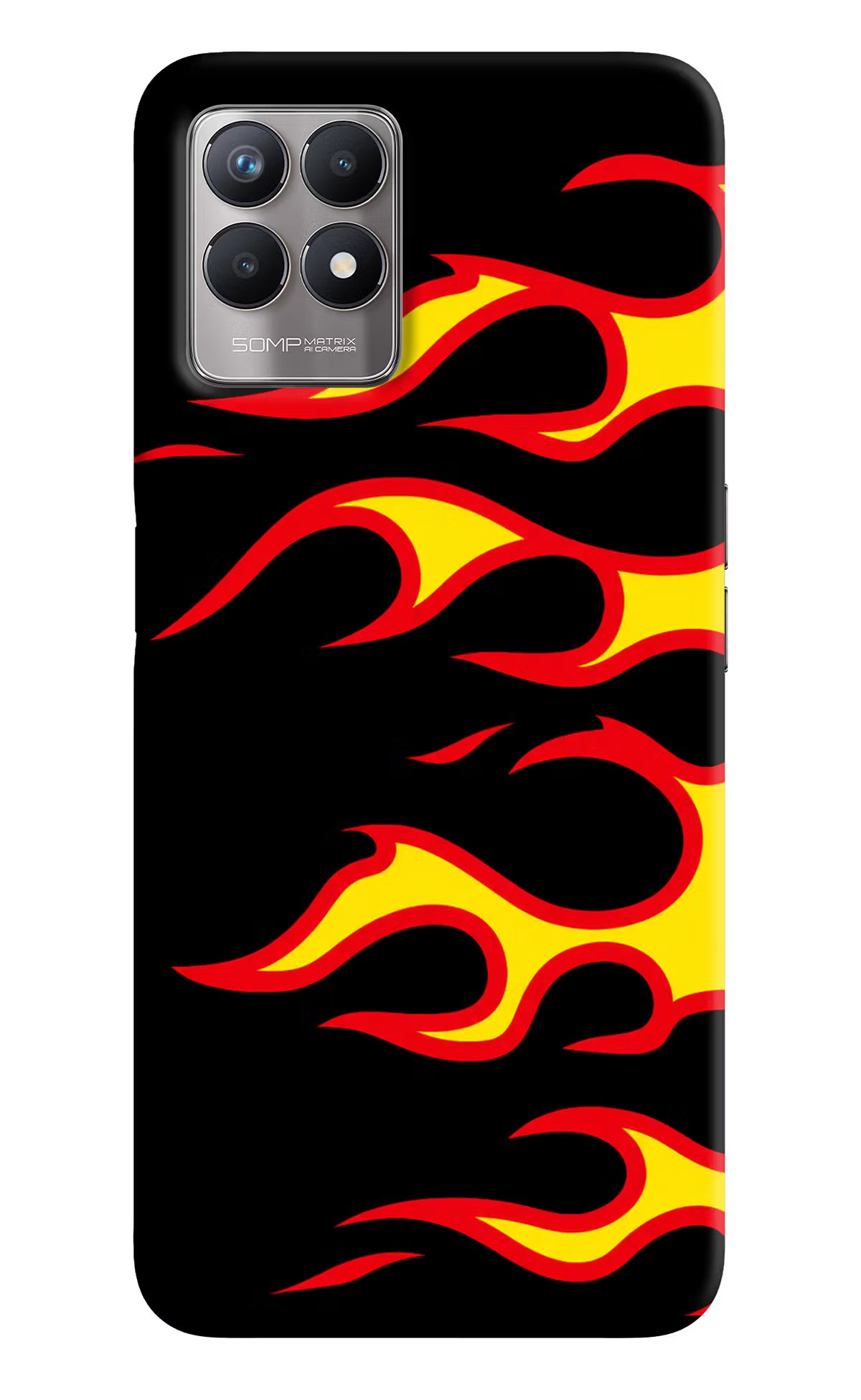 Side Sweep Flames Realme 8i Hard Case Back Cover by Casekaro