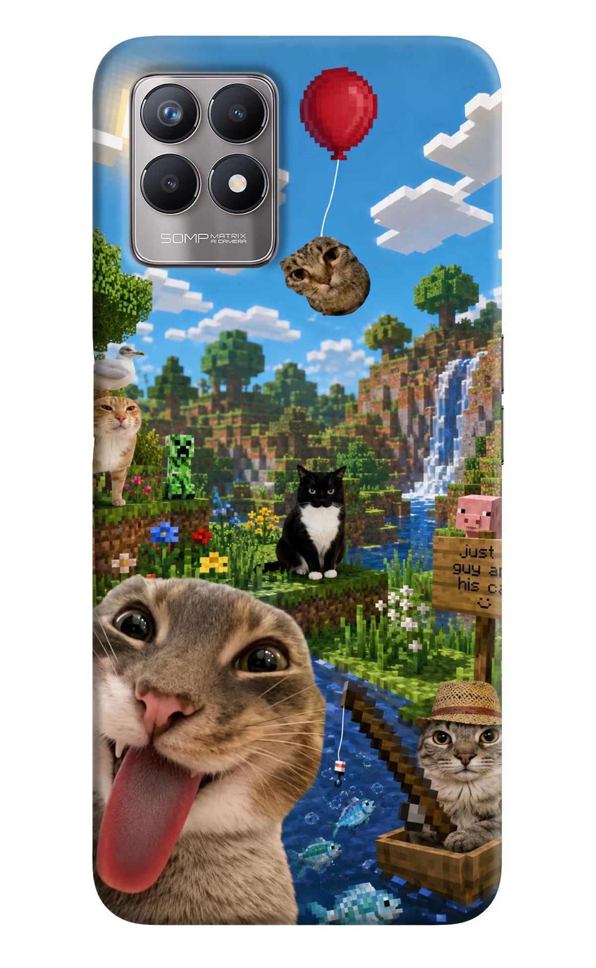 Minecraft Cat Chaos Realme 8i Back Cover