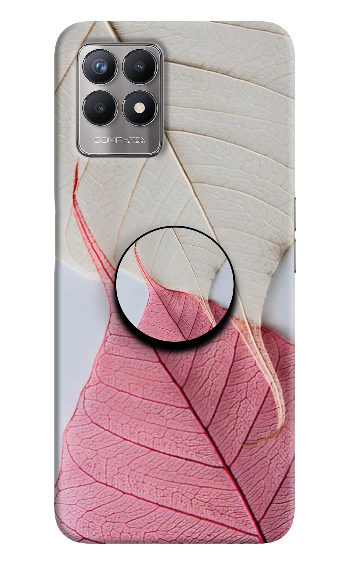 White Pink Leaf Realme 8i Pop Case