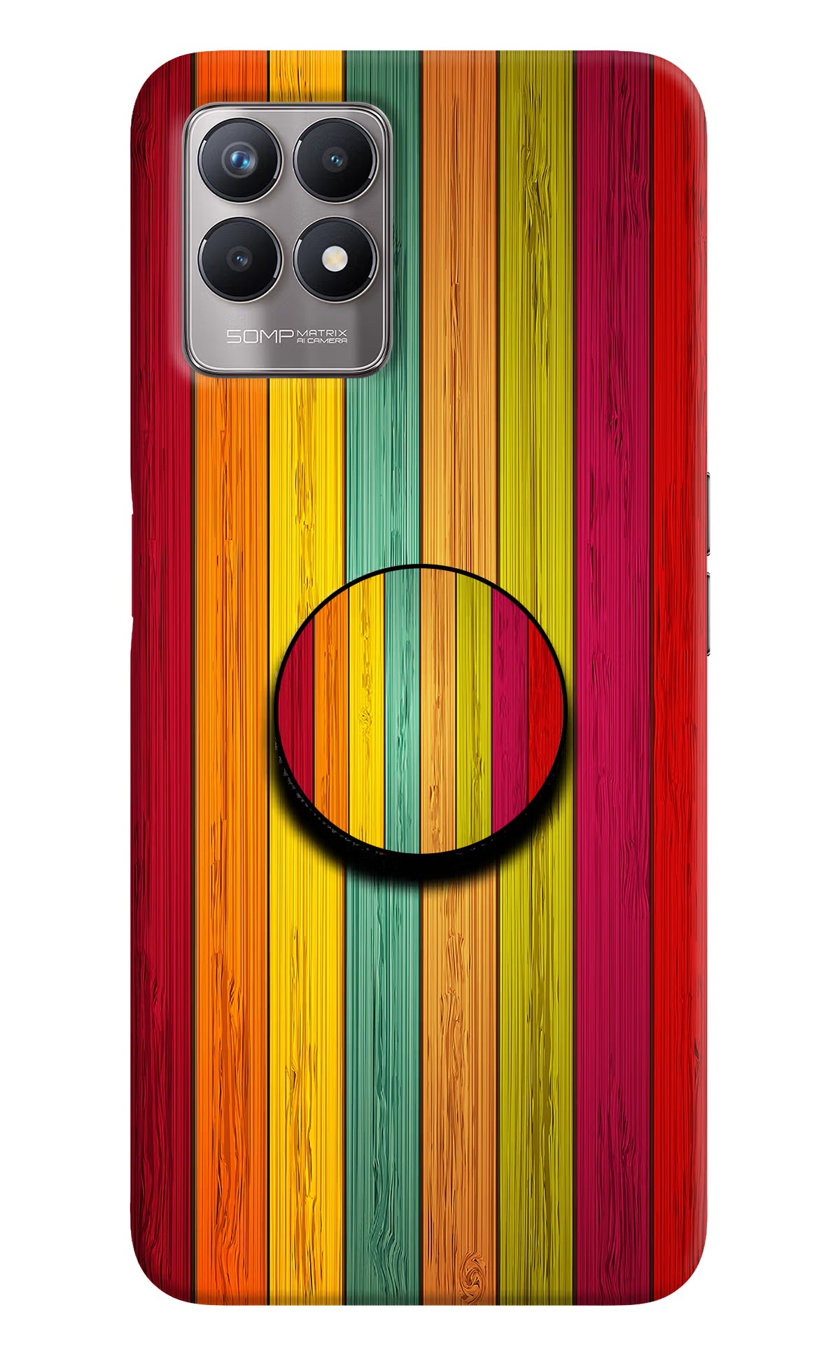 Multicolor Wooden Realme 8i Pop Case