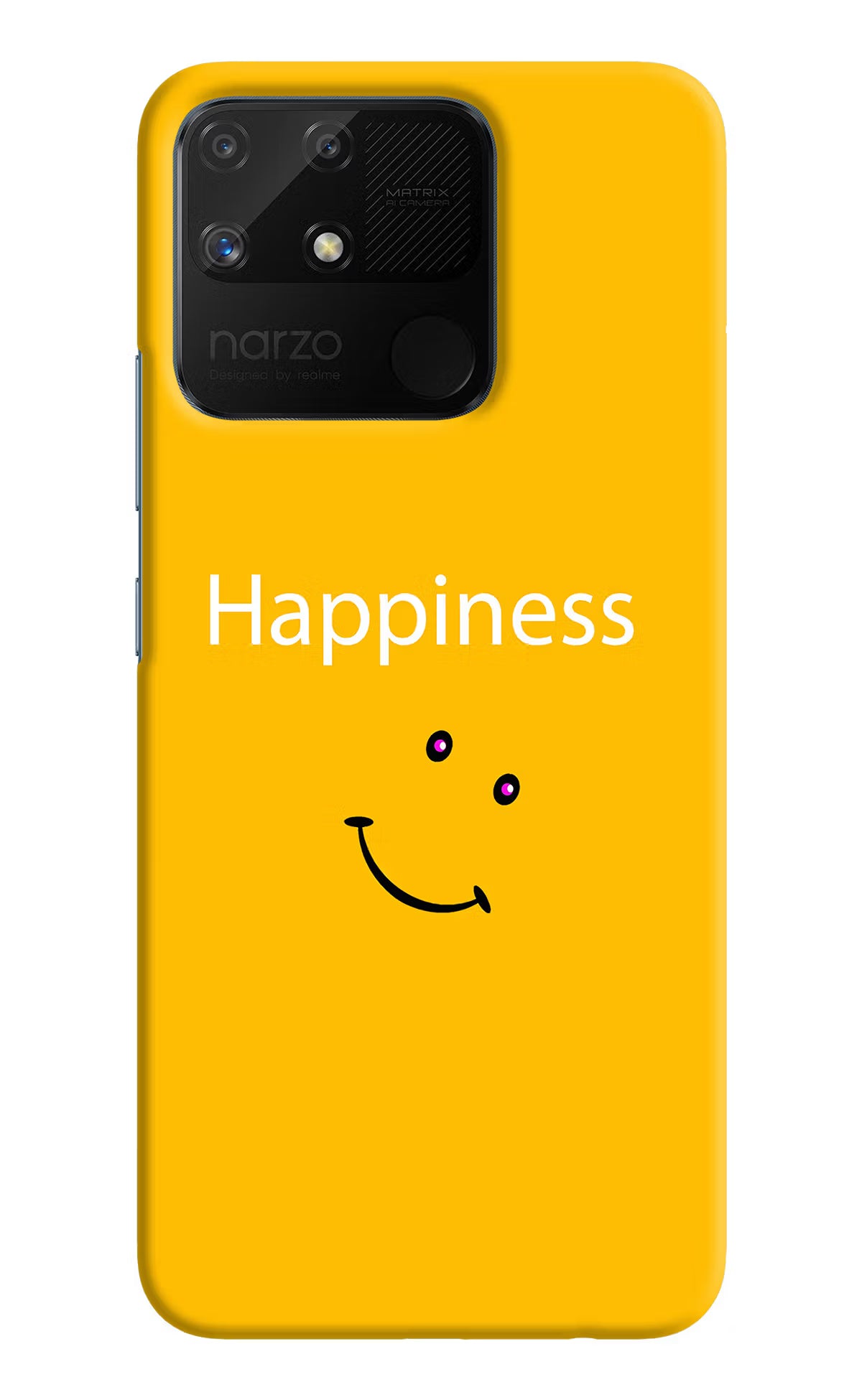 Happiness With Smiley Realme Narzo 50A Hard Case Back Cover by Casekaro
