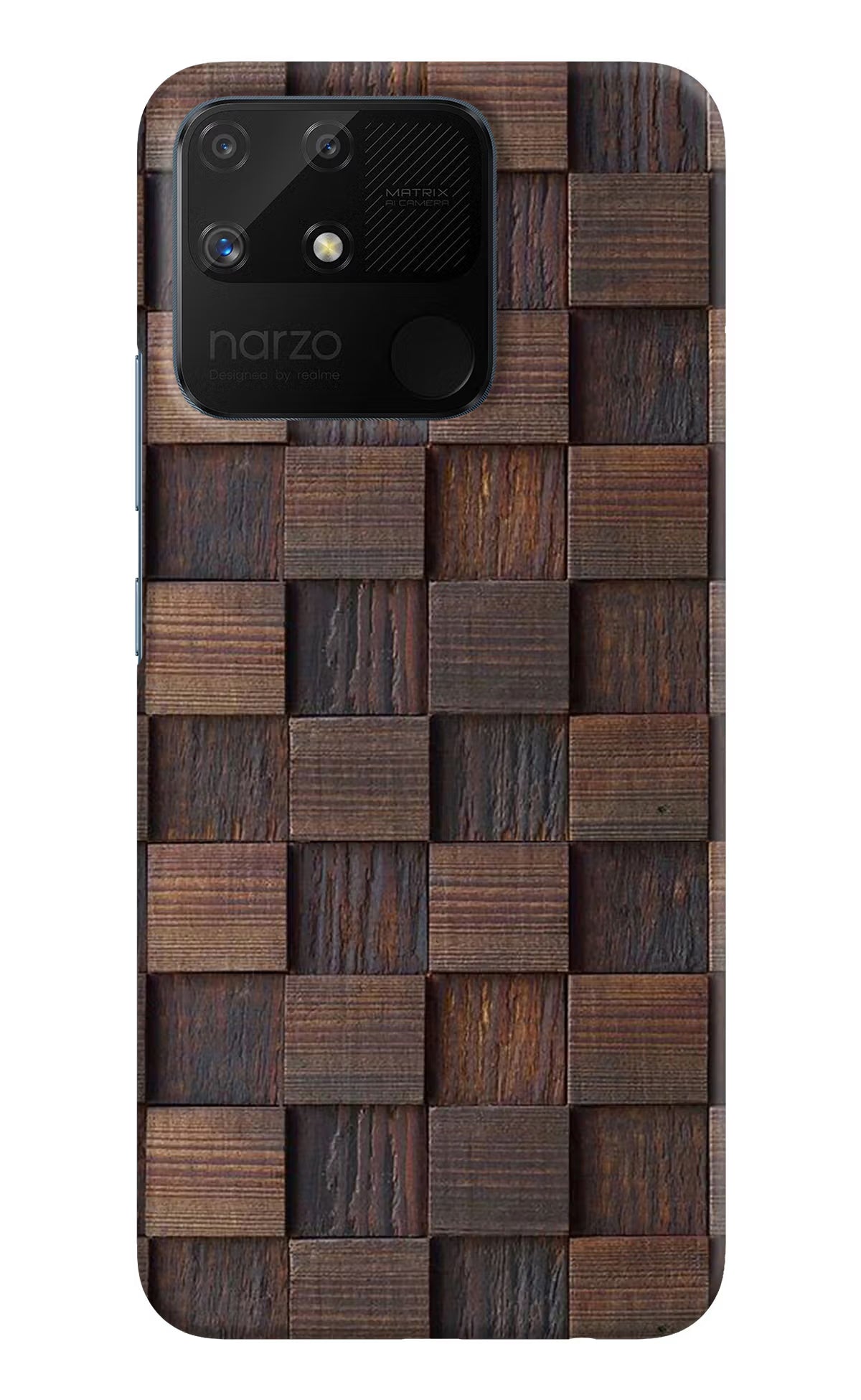Wooden Cube Design Realme Narzo 50A Hard Case Back Cover by Casekaro