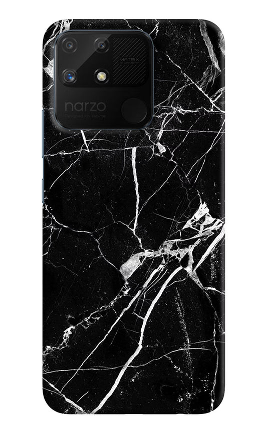 Black Marble Pattern Realme Narzo 50A Hard Case Back Cover by Casekaro