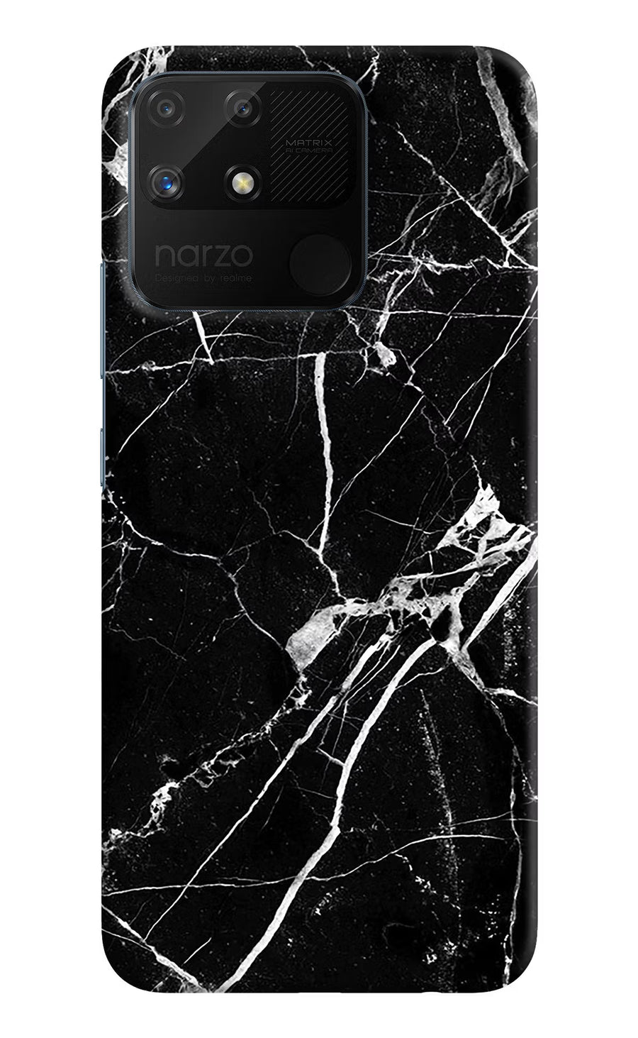 Black Marble Pattern Realme Narzo 50A Back Cover, Hard case