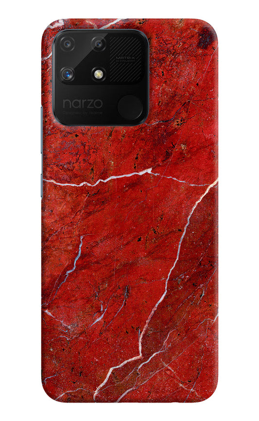 Red Marble Design Realme Narzo 50A Hard Case Back Cover by Casekaro