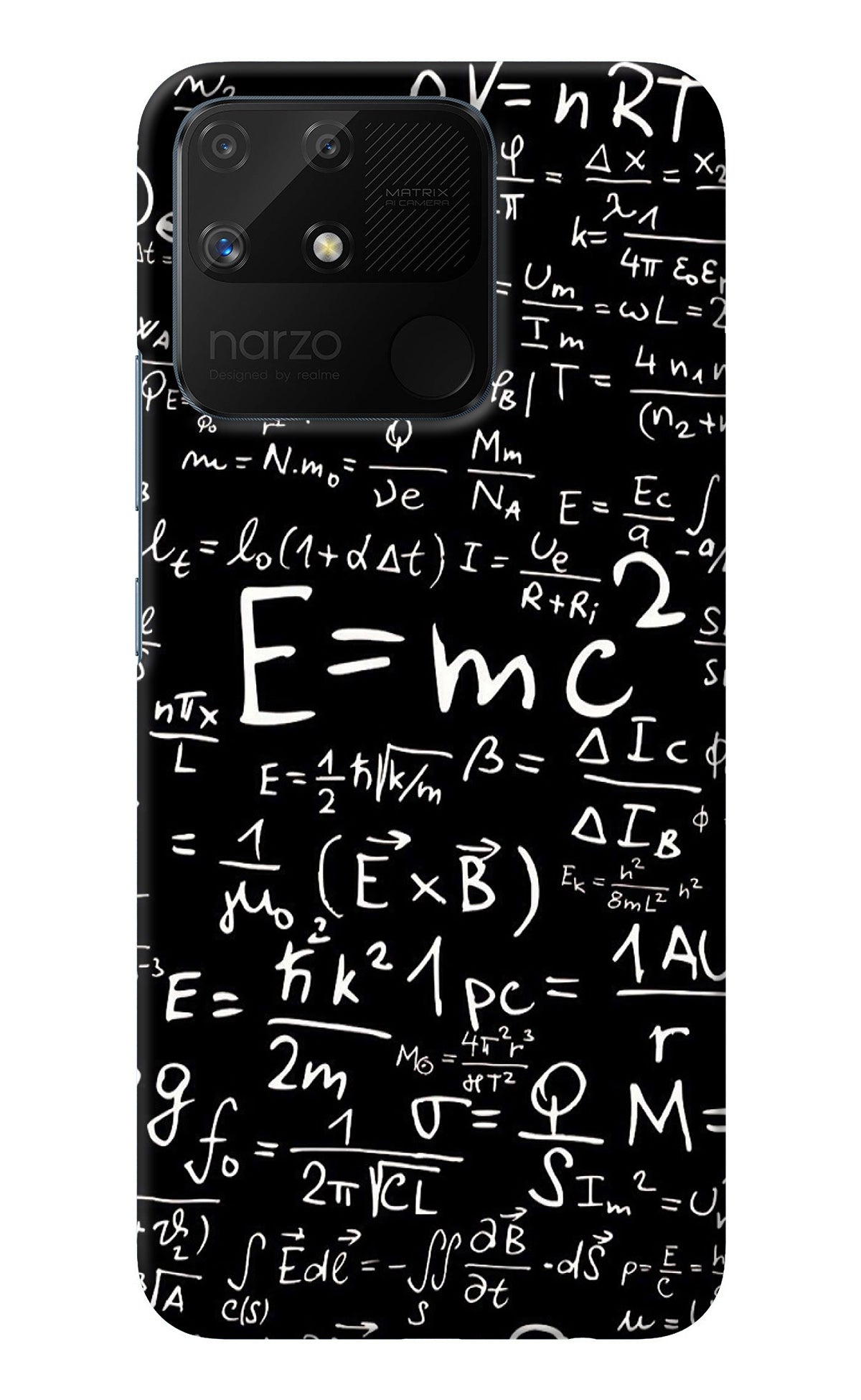 Physics Albert Einstein Formula Realme Narzo 50A Back Cover