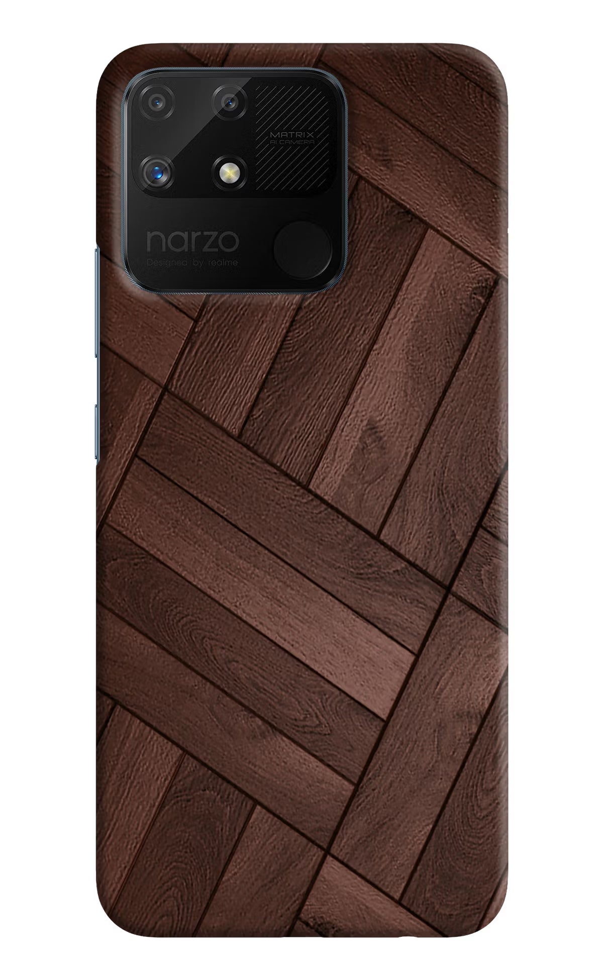 Wooden Texture Design Realme Narzo 50A Hard Case Back Cover by Casekaro