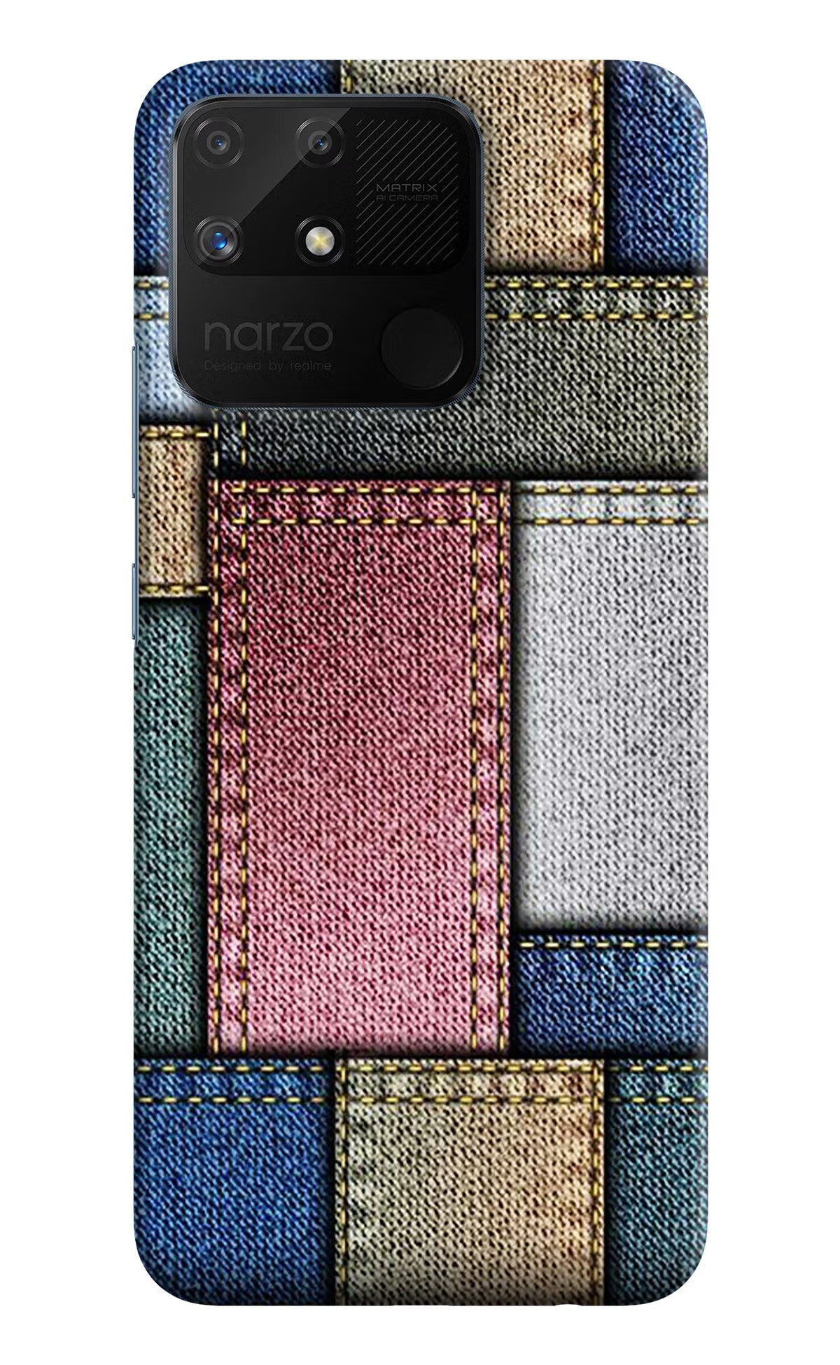 Multicolor Jeans Realme Narzo 50A Hard Case Back Cover by Casekaro