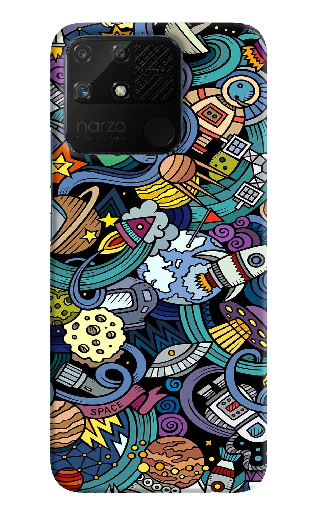 Space Abstract Realme Narzo 50A Hard Case Back Cover by Casekaro