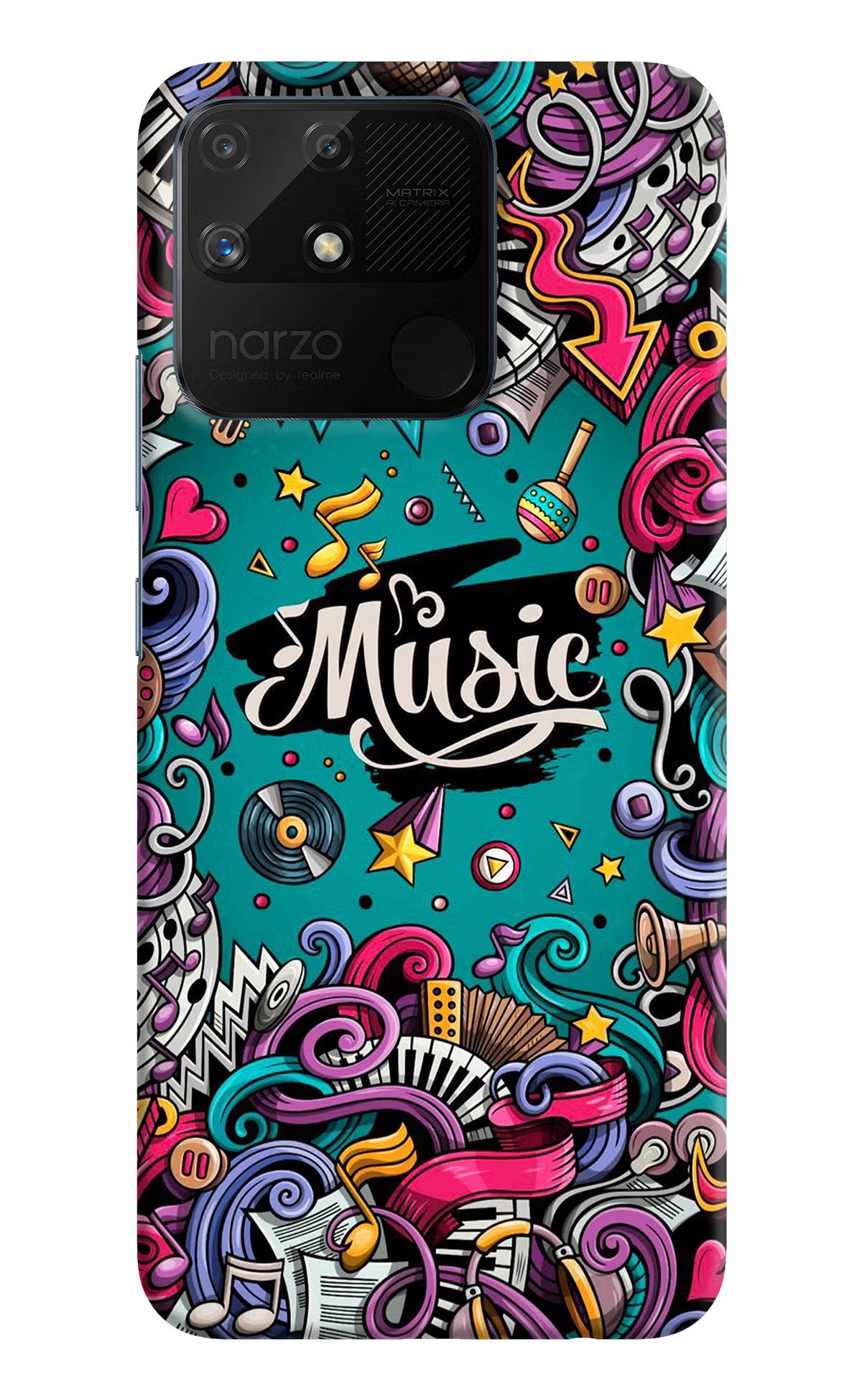 Music Graffiti Realme Narzo 50A Hard Case Back Cover by Casekaro