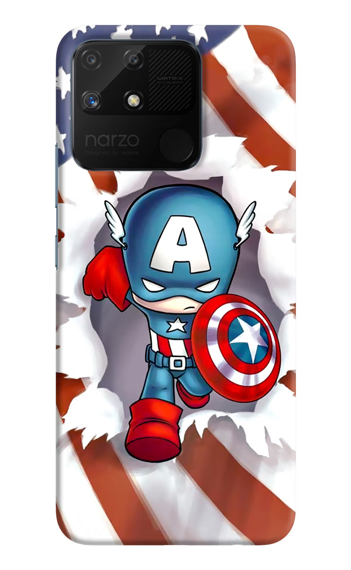 Captain America Realme Narzo 50A Hard Case Back Cover by Casekaro