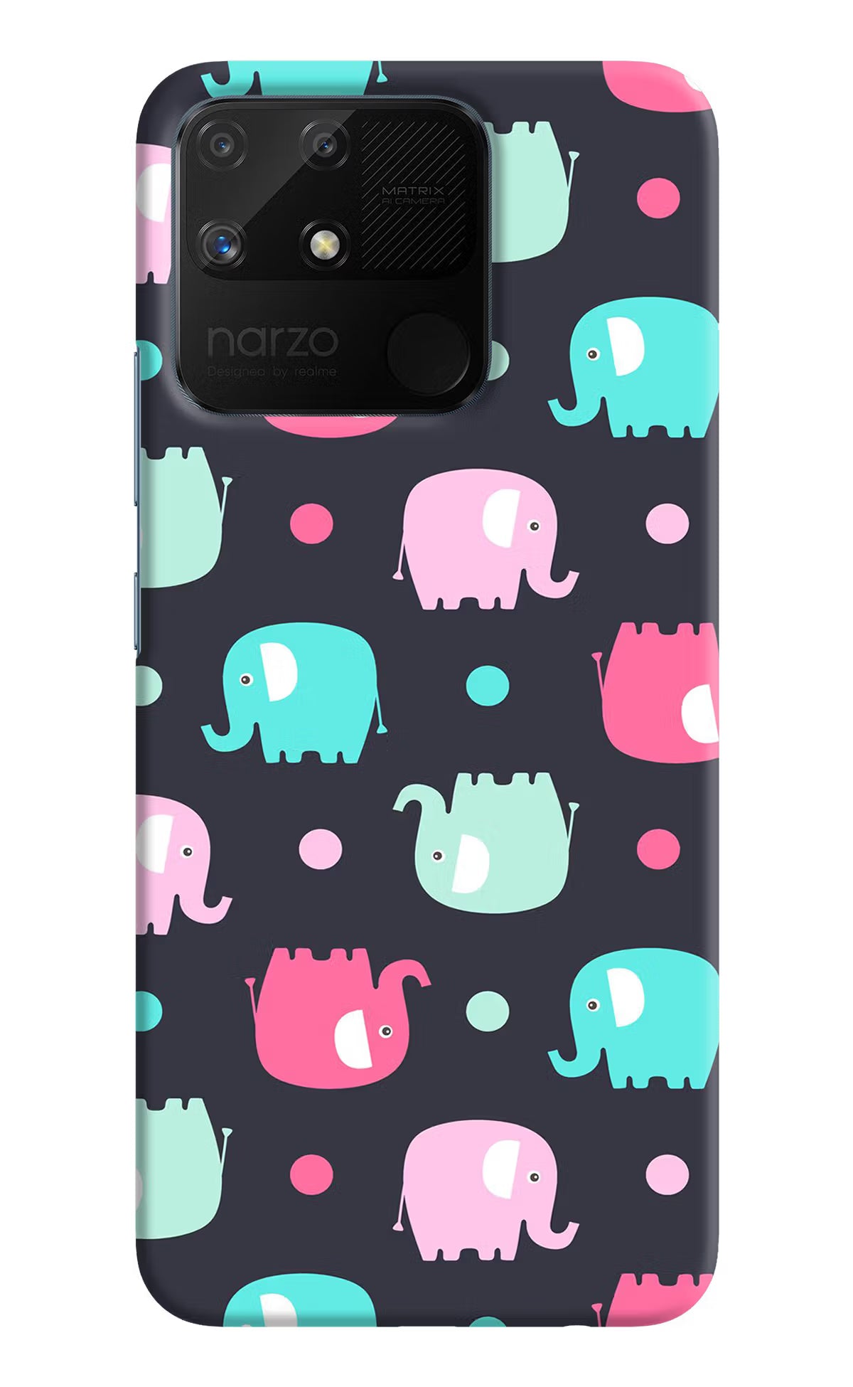 Elephants Realme Narzo 50A Hard Case Back Cover by Casekaro