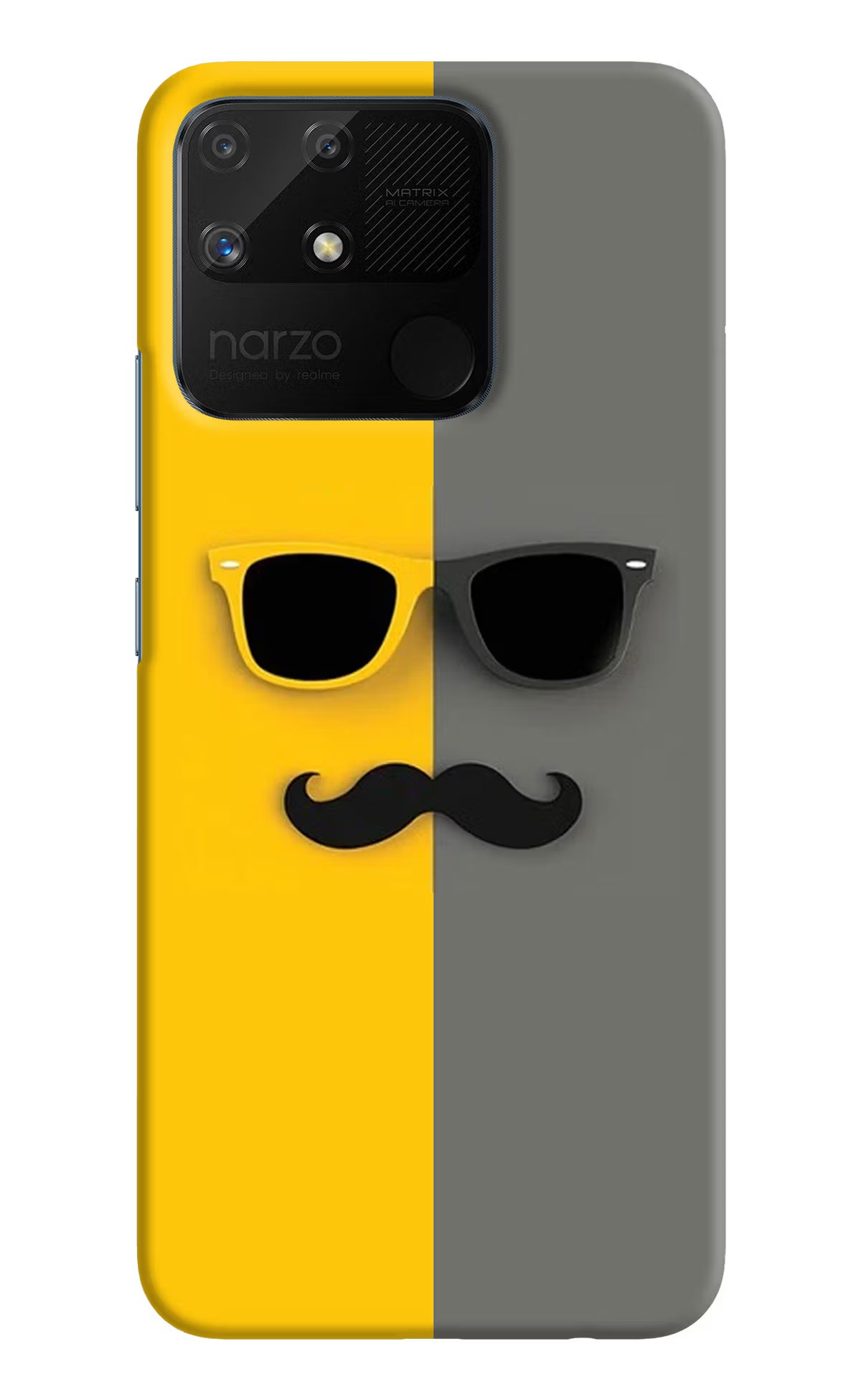 Sunglasses with Mustache Realme Narzo 50A Hard Case Back Cover by Casekaro