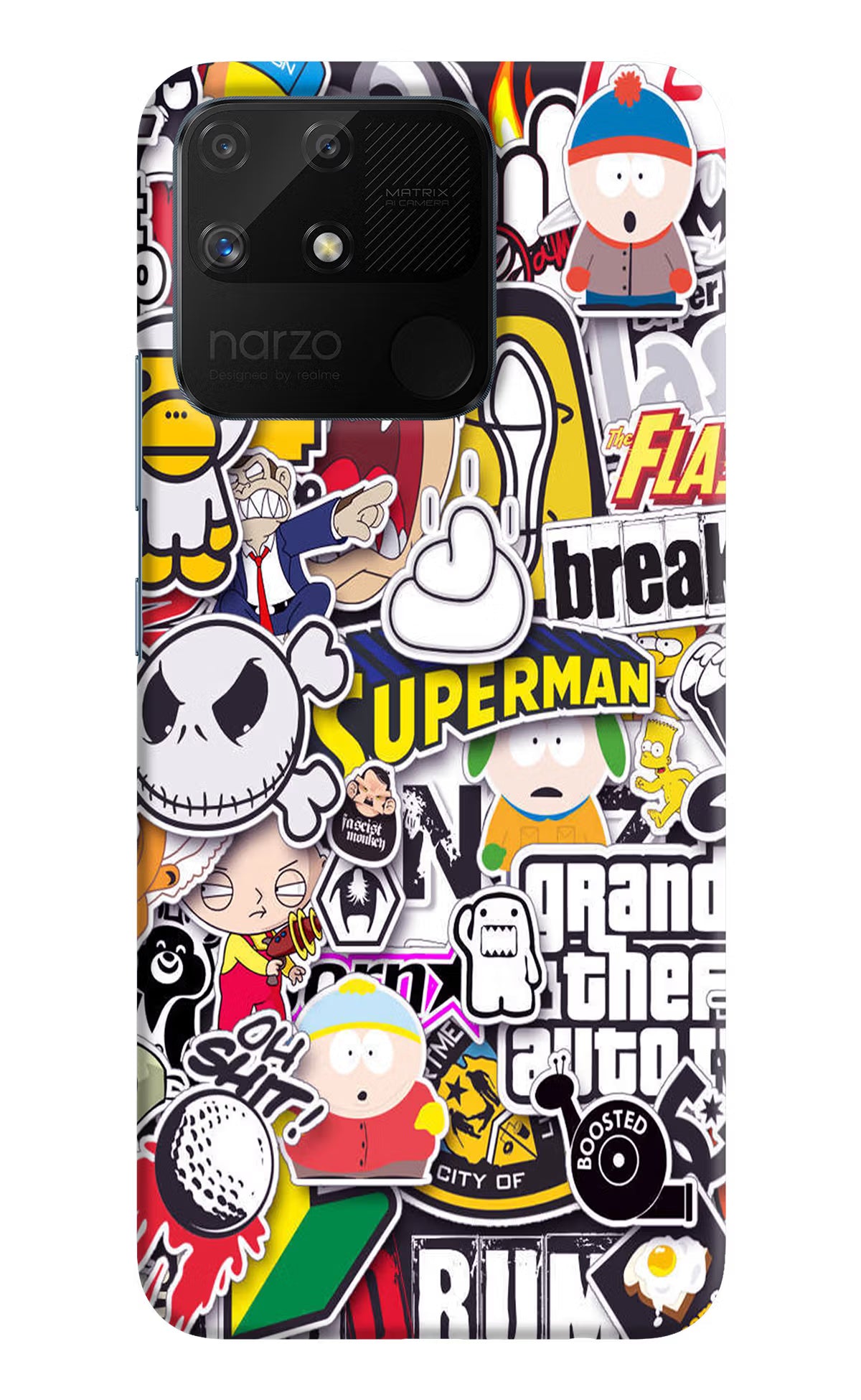 Sticker Bomb Realme Narzo 50A Hard Case Back Cover by Casekaro