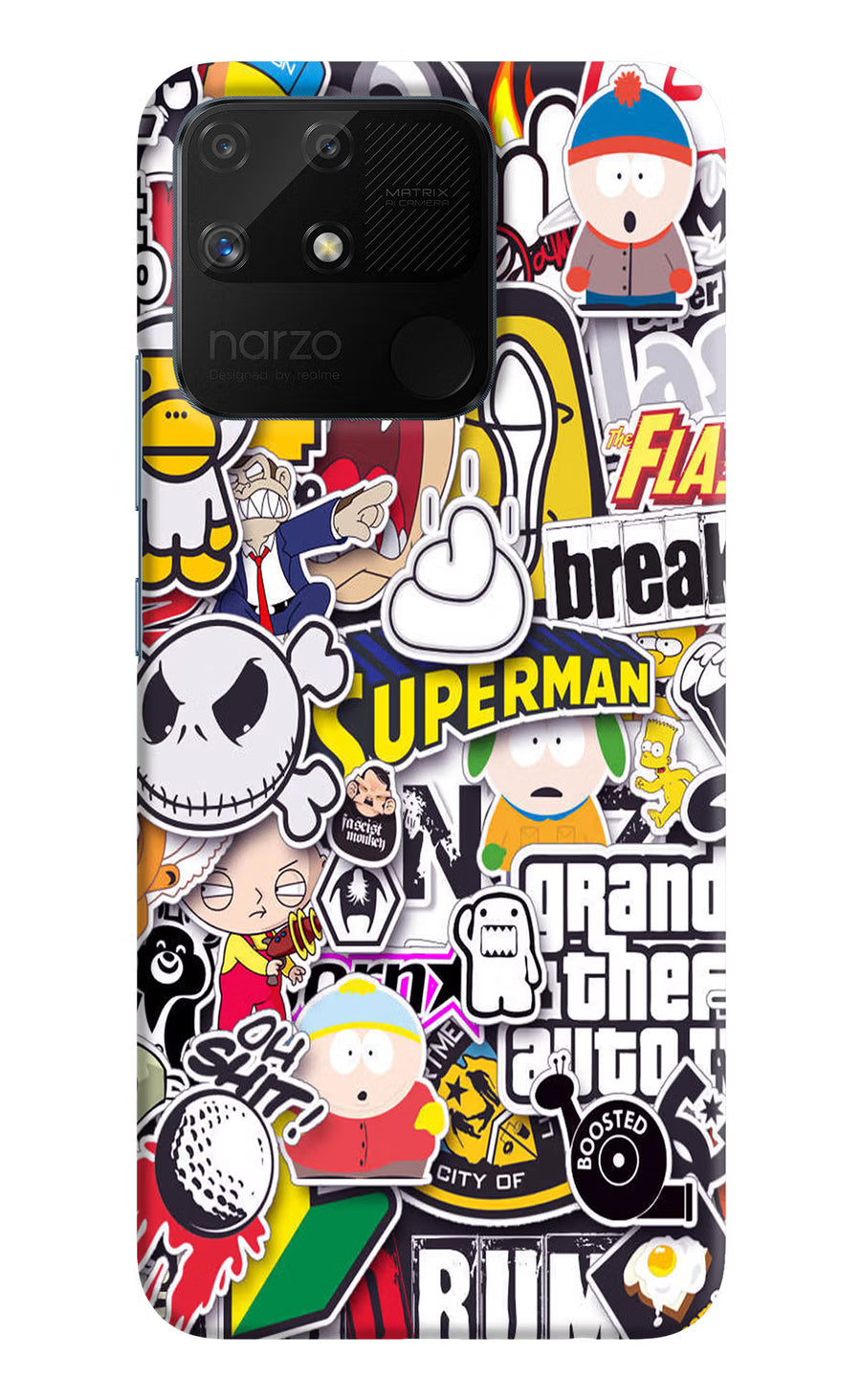 Sticker Bomb Realme Narzo 50A Back Cover, Hard case