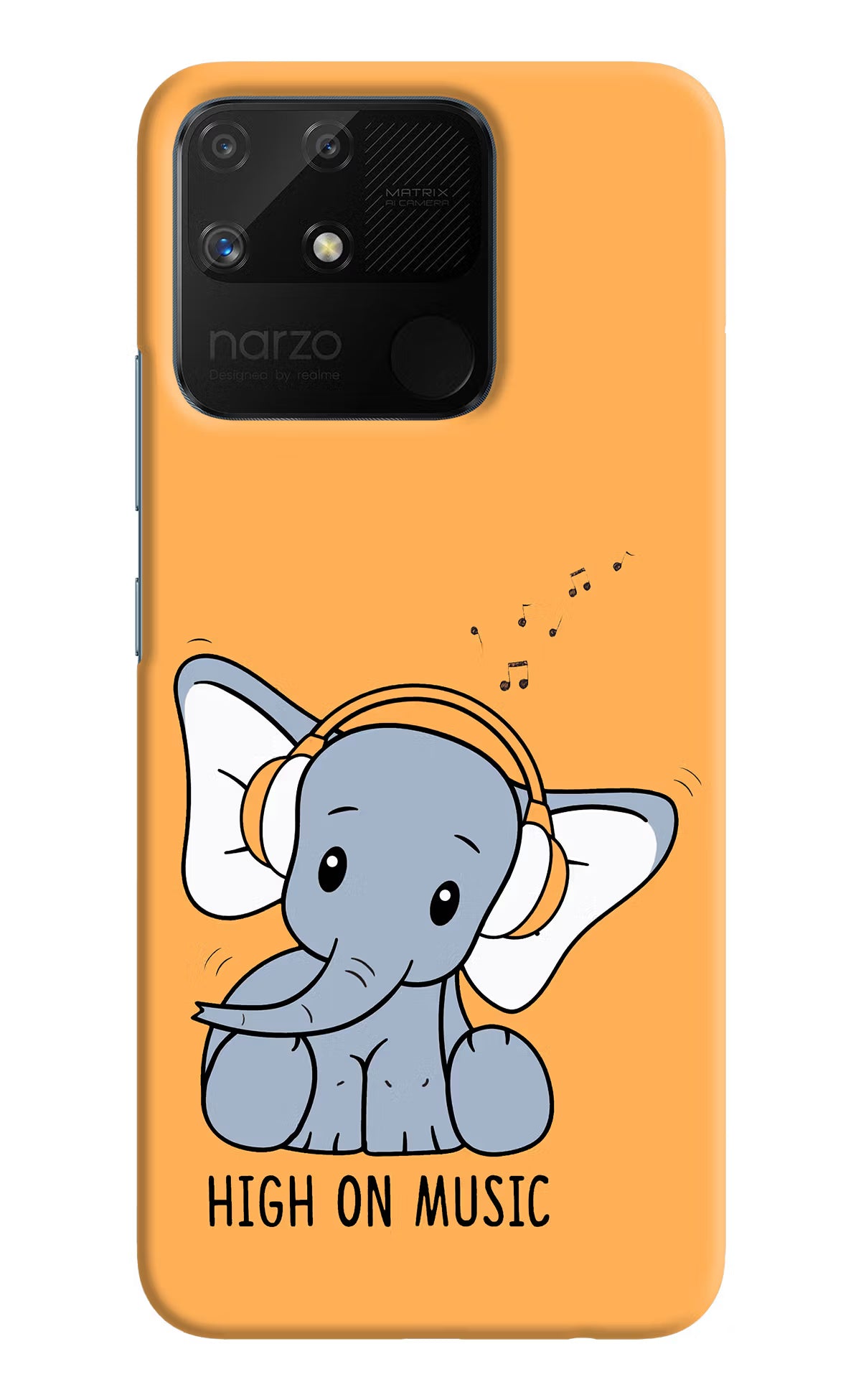 High On Music Realme Narzo 50A Hard Case Back Cover by Casekaro