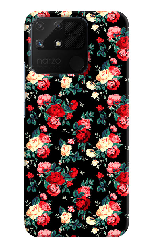 Rose Pattern Realme Narzo 50A Hard Case Back Cover by Casekaro
