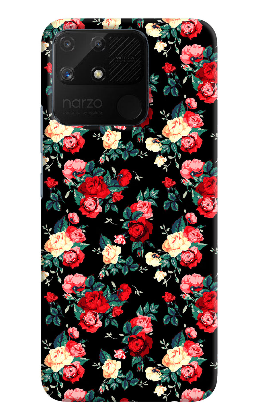 Rose Pattern Realme Narzo 50A Back Cover, Hard case