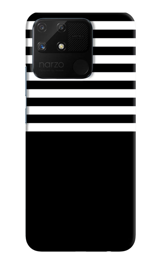 Black and White Print Realme Narzo 50A Hard Case Back Cover by Casekaro