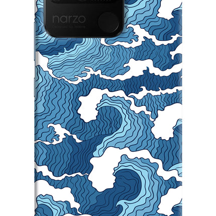 Blue Waves Realme Narzo 50A Hard Case Back Cover by Casekaro