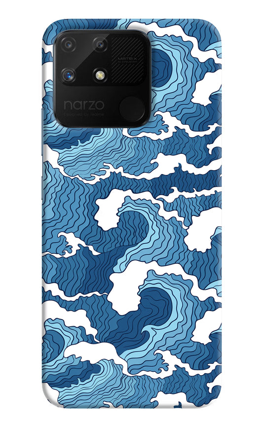 Blue Waves Realme Narzo 50A Hard Case Back Cover by Casekaro