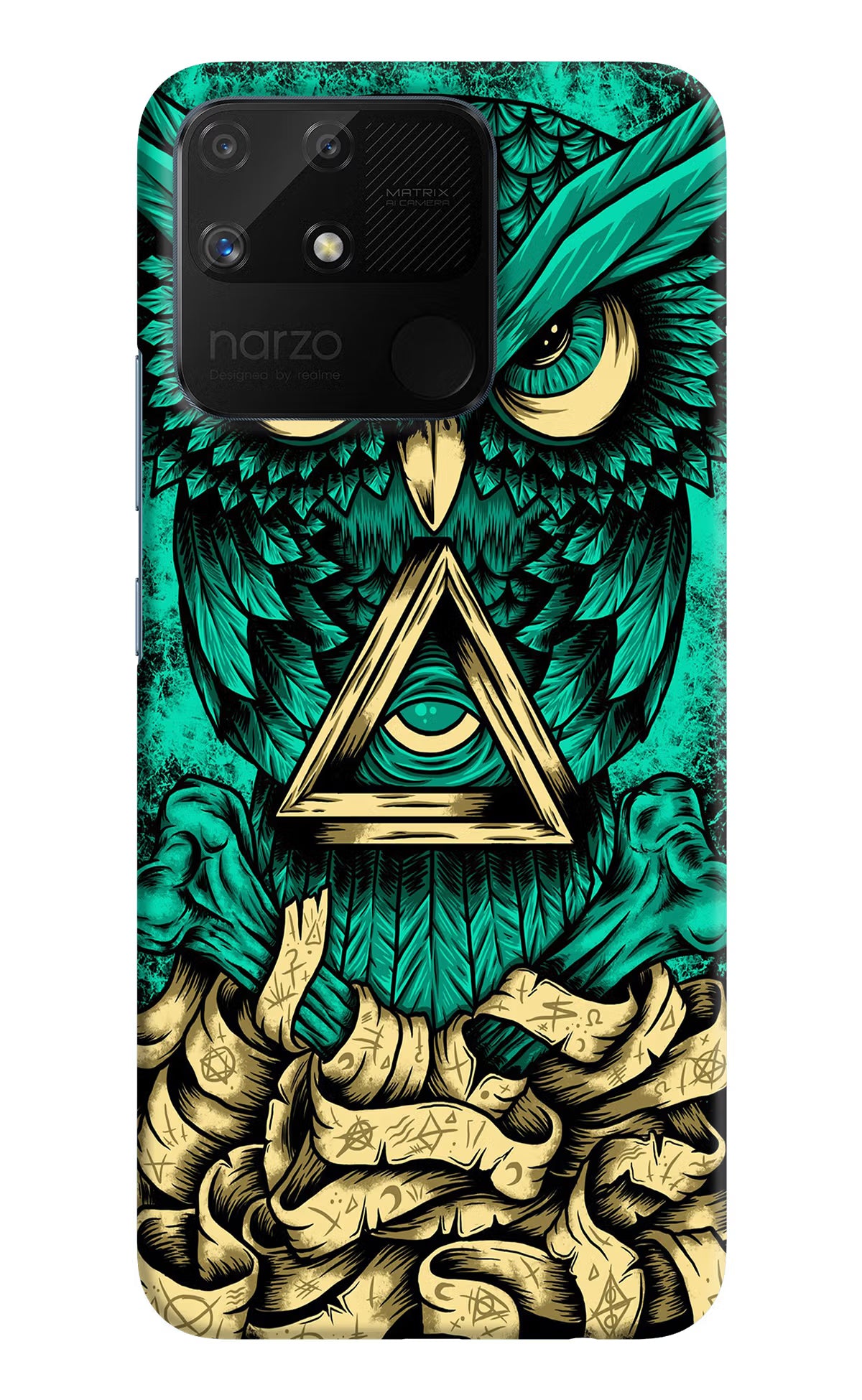 Green Owl Realme Narzo 50A Hard Case Back Cover by Casekaro
