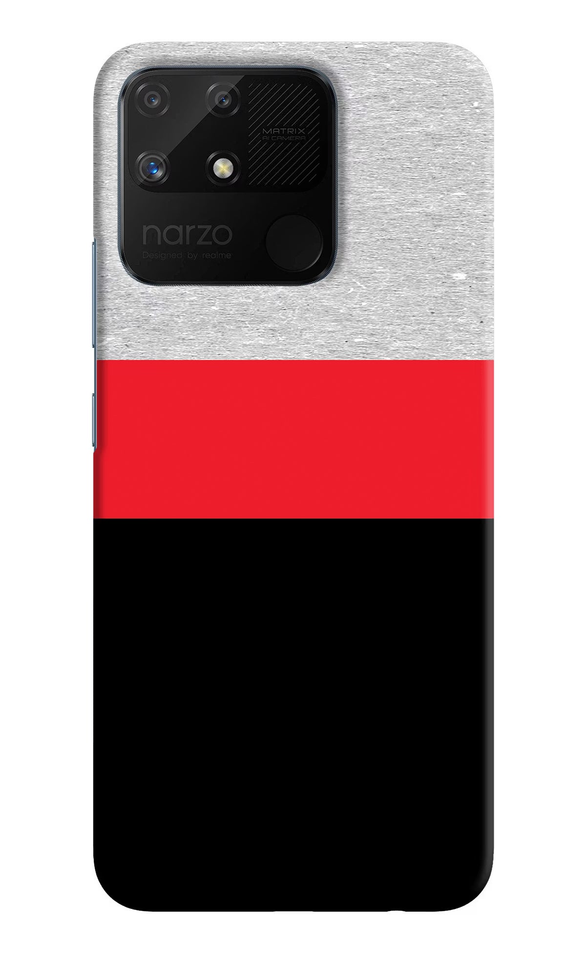 Tri Color Pattern Realme Narzo 50A Hard Case Back Cover by Casekaro